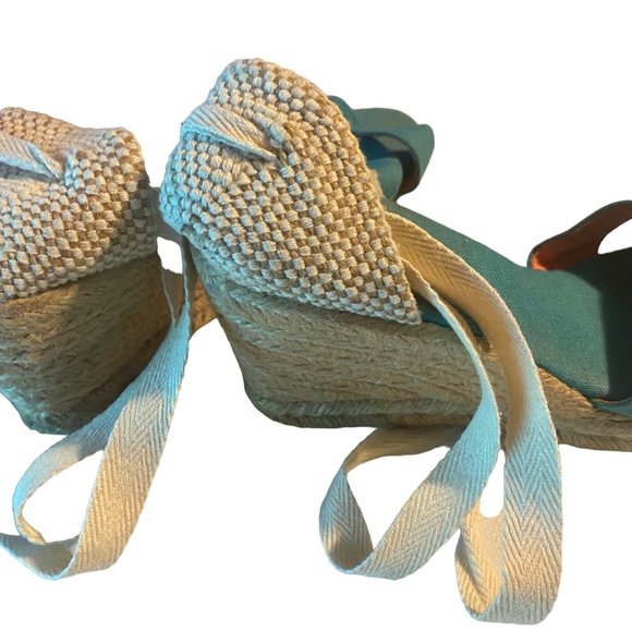 Pima 2 made in Spain blue and white ankle wrap espadrille sandals size 10.5 - Picture 2 of 10